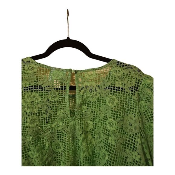 FUTURE COLLECTIVE Green Lace Peplum Crop Blouse - Size XXL - Picture 6 of 8